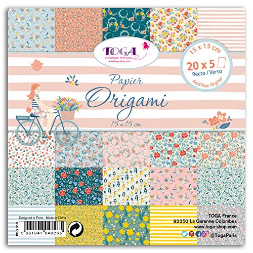 Toga 100 papiers origami 15x15 cm Oh, Multicolore, non applicable