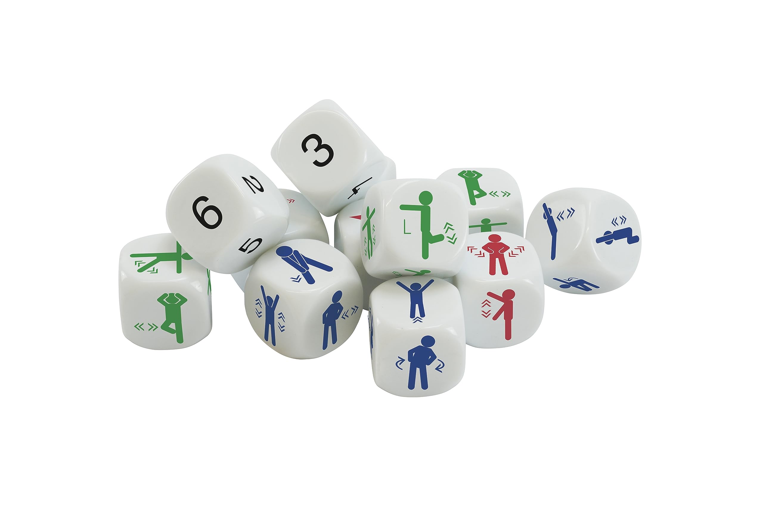 TimeTEX - Dice Set "Movement" | Our 12-piece dice set brings variety to lessons and concentration. These dice facilitate playful learning | Contents: 12 piece dice set