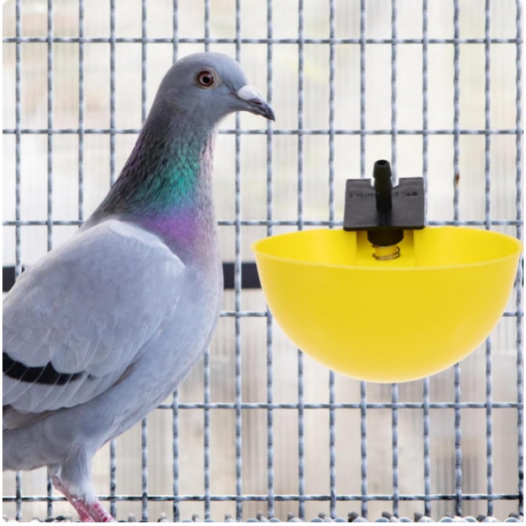 Bebedero Automático para Codornices y Pollitos, de Plástico Amarillo, Fácil de Limpiar y Almacenar para Jaulas de Aves (Paquete de 10, 9,5 mm)