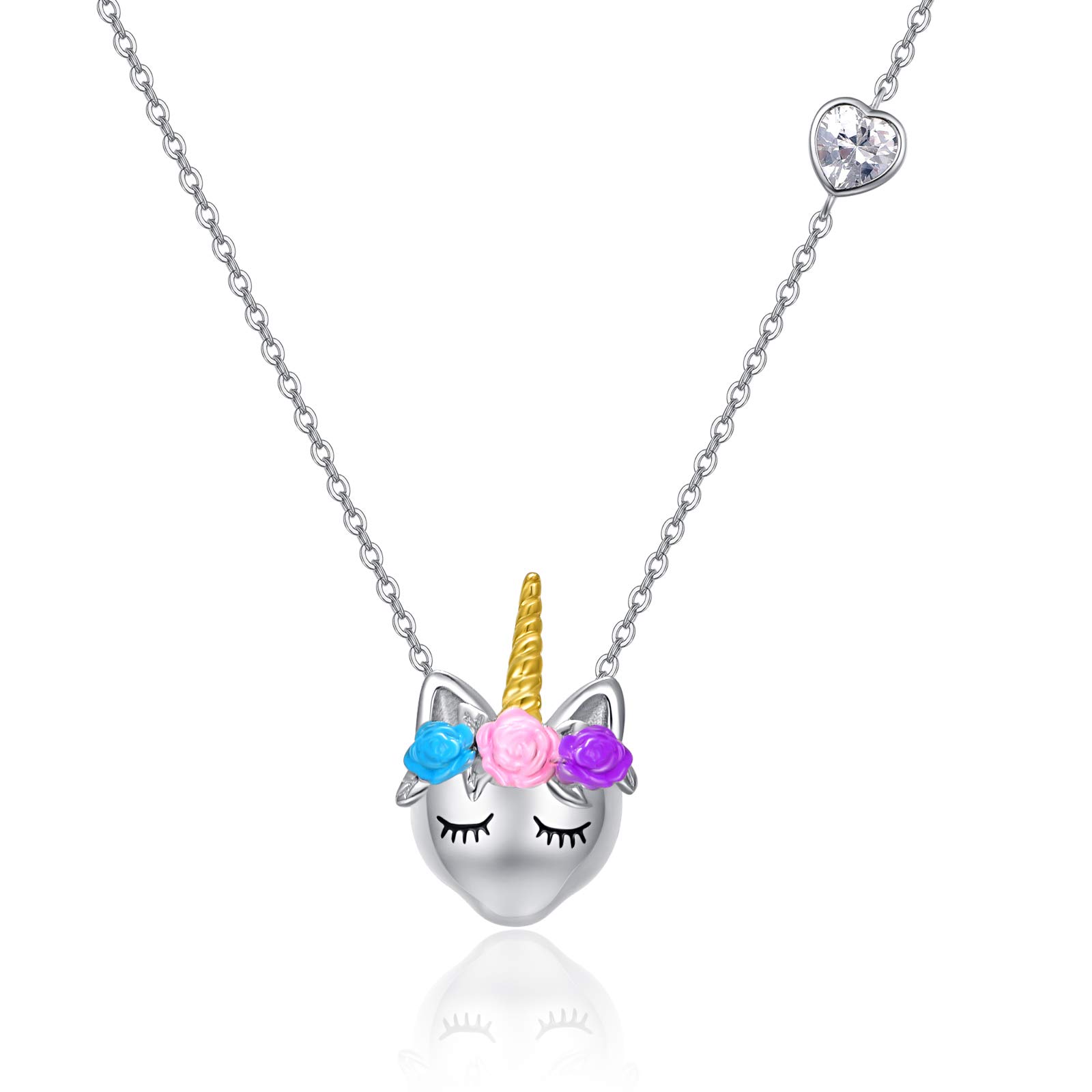 TANGPOETUnicorn Necklace for Women S925 Sterling Silver Unicorn Gifts Magical Unicorns Lover Pendant Cubic Zirconia Jewelry for Women Daughter