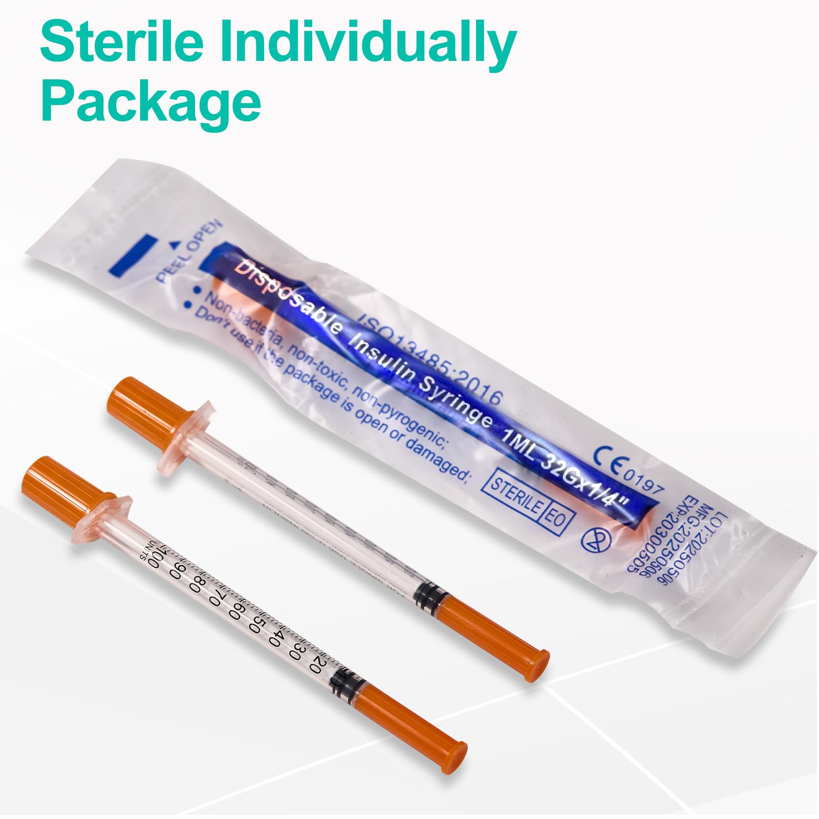 100 Stück 1ml Plastiktube 32G 6mm einzeln versiegelt Einzeln verpackt, für Labormessung, Flüssigkeitstrennung, Tierartikel