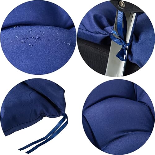 Miniatura 6 de BOOMSHY Cojín impermeable para silla mecedora para patio, juego de cojines para silla de exterior, parte superior e inferior con lazos (gris)