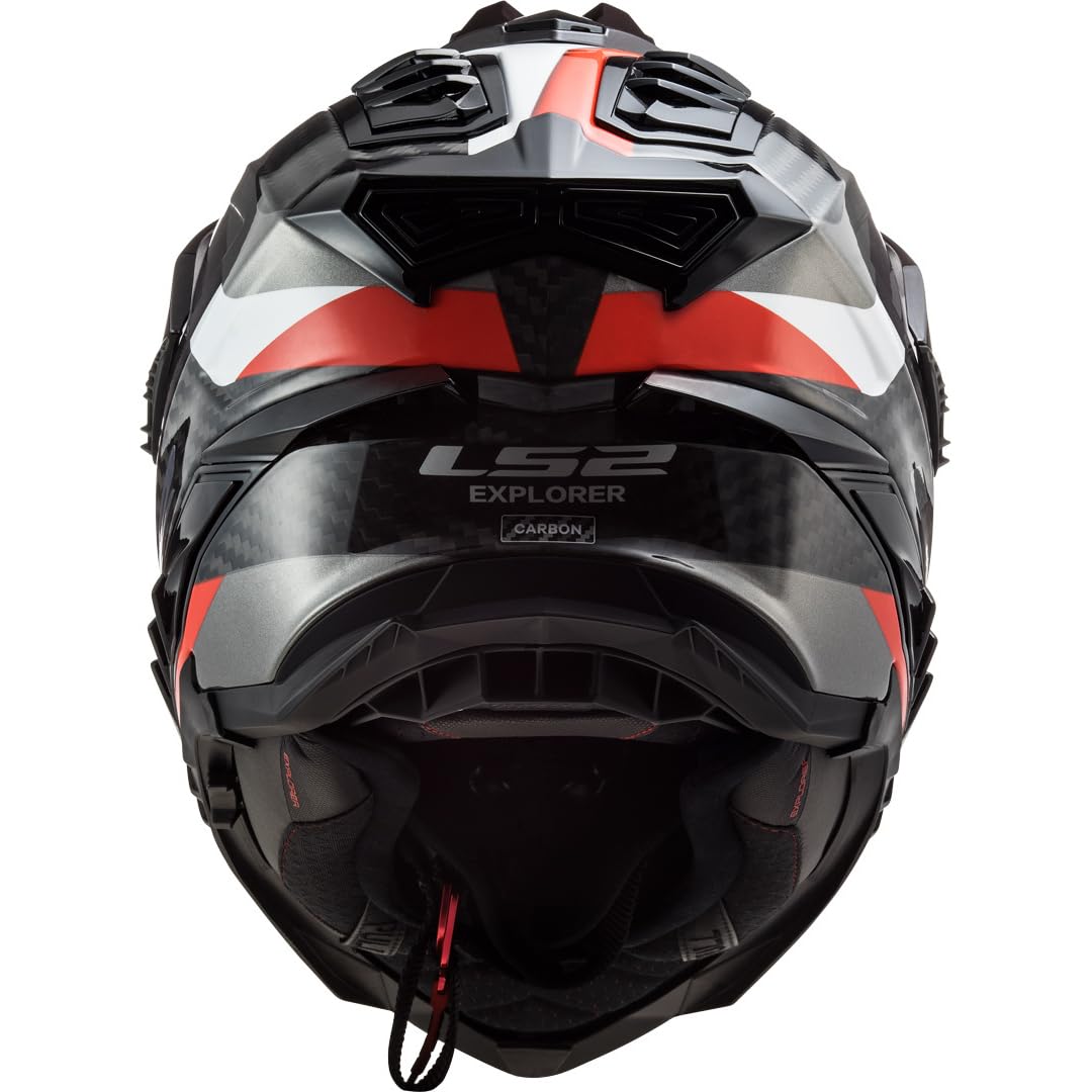 LS2, Casque Moto Cross Explorer Carbon Frontier Titanium Red, S