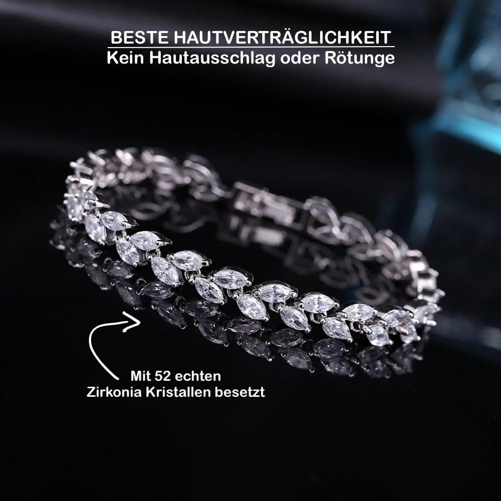 Kim Johanson® Glamour Women's Tennis Bracelet in Silver, Cubic Zirconia Bracelet, Bracelet with Crystal Stones (6 mm), Waterproof, Jewellery for Women, Length 18.5 cm, Includes Jewellery Bag, 18,5cm image 3