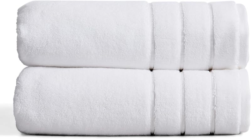 Luxury Turkish Cotton Bath Towels Set | 2-Pack | White | 100% Turkish Cotton | Premium Bath Towels | Ultra Soft Thick Plush & Highly Absorbent | Luxury Hotel & Spa Bathroom Towels
