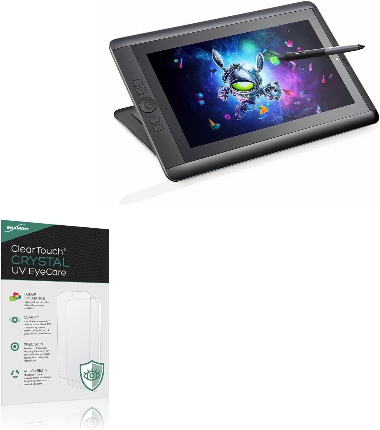 BoxWave Screen Protector Compatible With Wacom Cintiq Companion Hybrid DTH-A1300 - ClearTouch Crystal Anti-UV EyeCare (2-Pack), Filters out Harmful Blue Light Reduce Fatigue