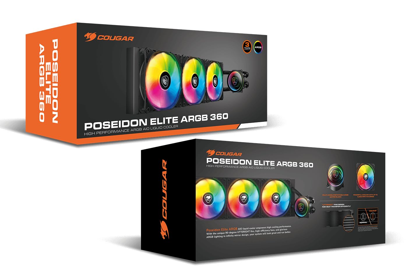 Cougar AIO Liquid Cooling Poseidon Elite ARGB 360 Black (CGR-PSDELRGB-B-360)