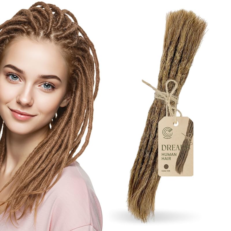 Human Hair Dreadlock Extensions – Handmade Crochet Locs Real Hair Dreads For Every Hairstyle, 10-Strand Bundle Dreads, Natural Looking Shades