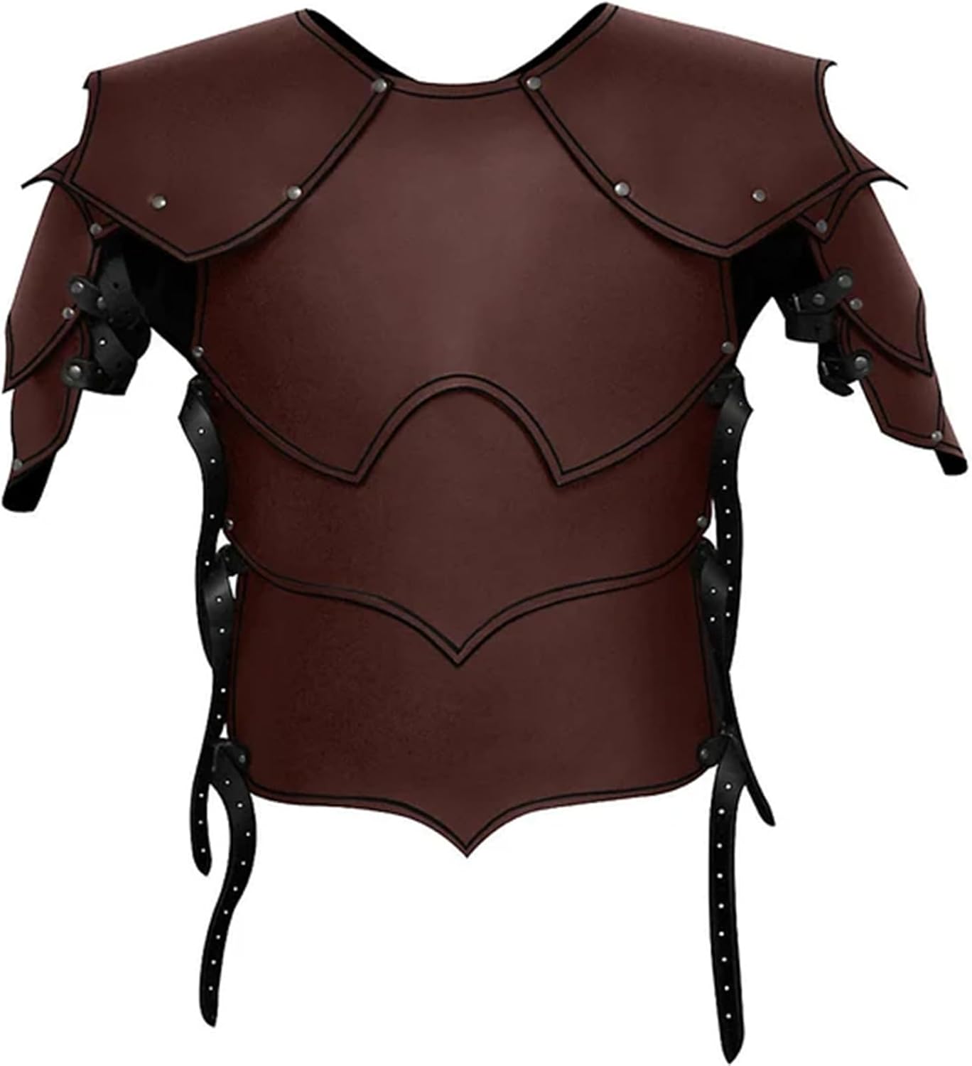 Layered Leather Studded Chest Armor with Shoulder Armor, Medieval Vintage Mercenary Body Breastplate, Adjustable Halloween Samurai Stage Performance Cosplay Costume