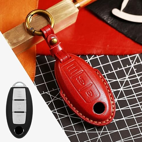 Miniatura 9 de HIBEYO Funda para llave de coche para Nissan Qashqai Juke J10 J11 X-Trail T32 T31 Kicks Tiida Pathfinder Note Infiniti 3 Butto Key, Negro -