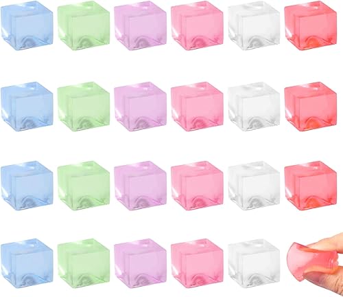 24 piezas de mini cubitos de hielo, bolas de cubos para apretar, juguetes para apretar para niños y adultos con TDAH y autismo para aliviar la