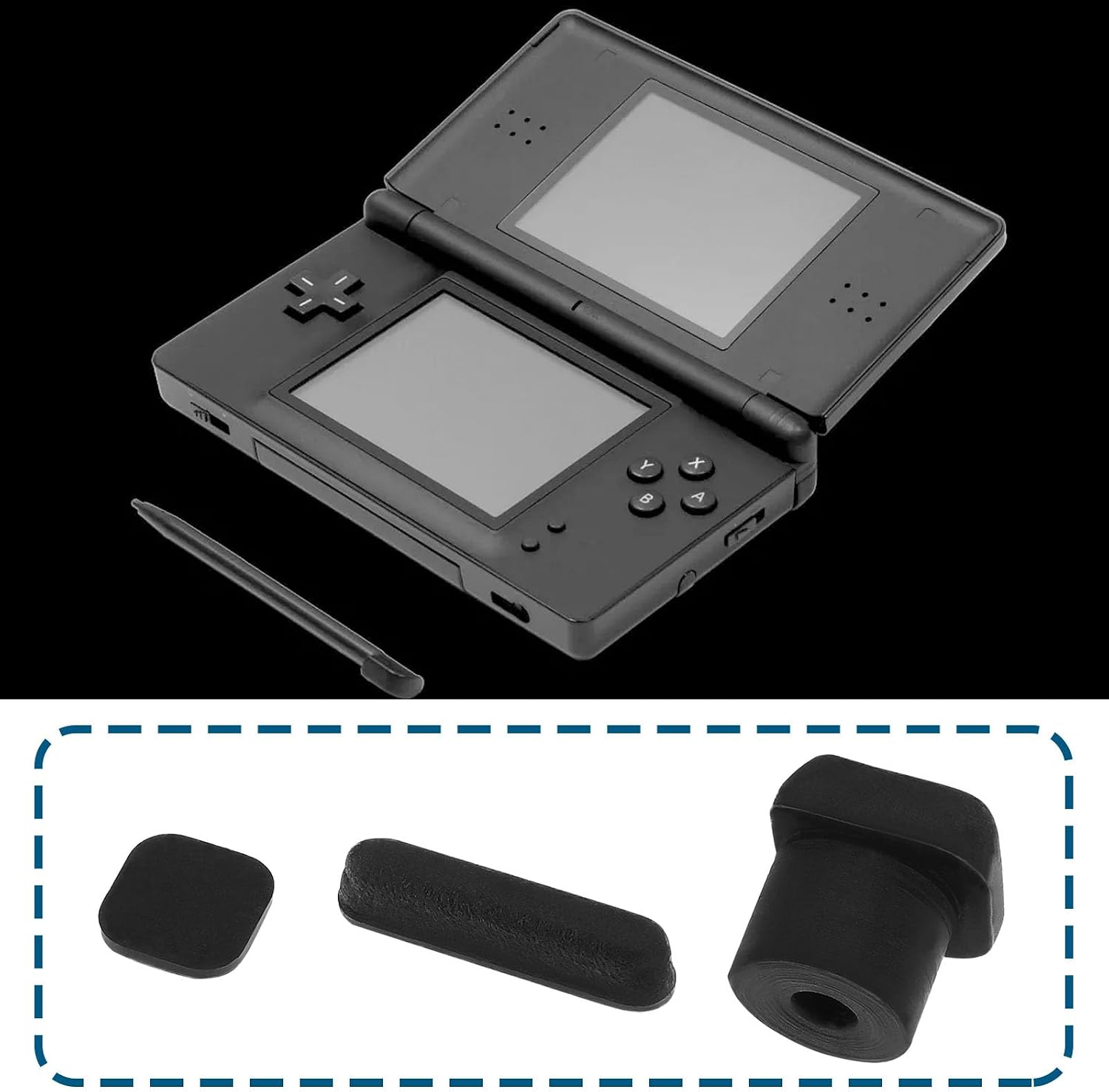 2 Sets of Screw Hole Rubber Dust Cover Plug Host Adhesibe Screw Plug Repair Kit Compatible with Nintendo DS Lite NDSL DSL Black White