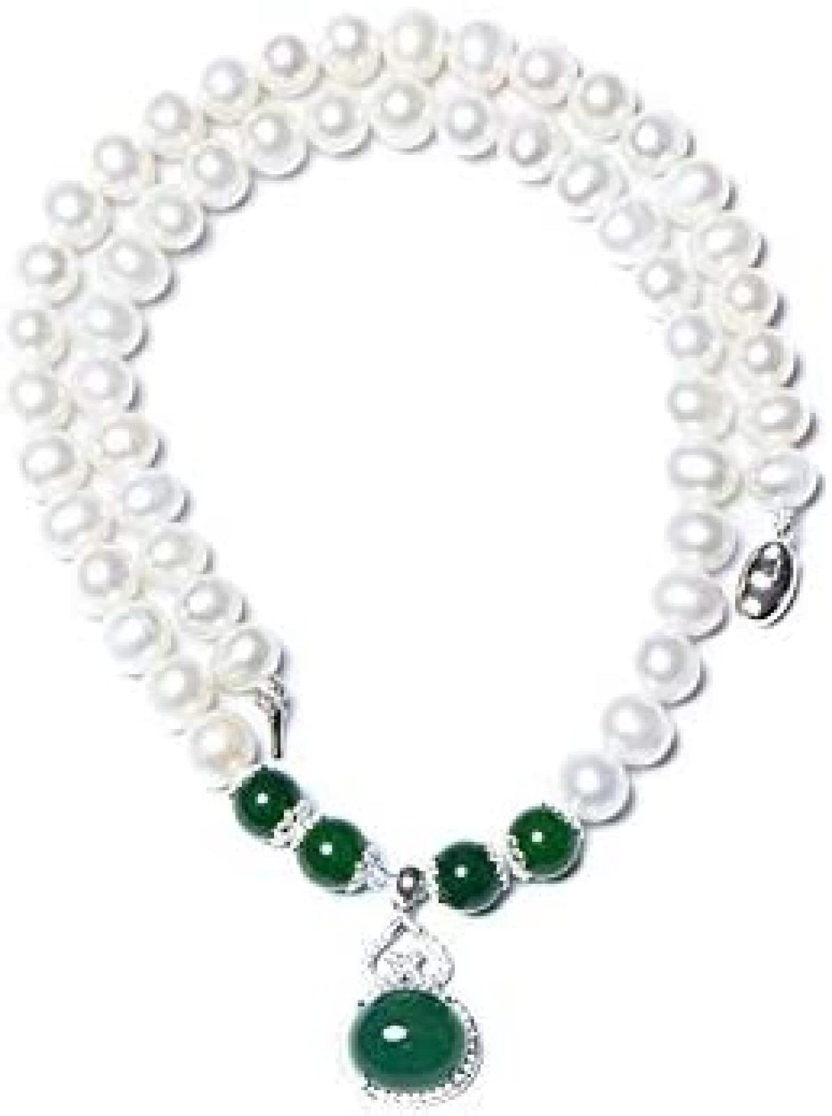 Weiße Süßwasser-Zuchtperlenkette, 8–9 mm Perlenkette, Armband, Ohrringe, Schmuckset, C, 48 cm