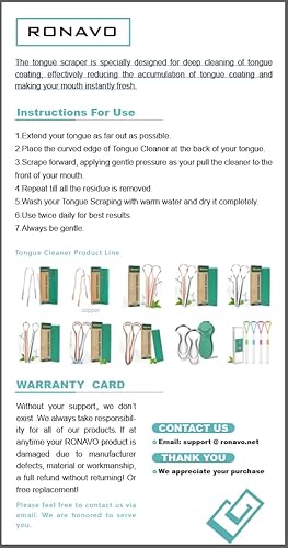 Miniatura 9 de RONAVO Raspador de lengua para adultos (4 unidades), raspador de lengua de metal resistente al óxido (fundas de viaje incluidas) reduce el mal