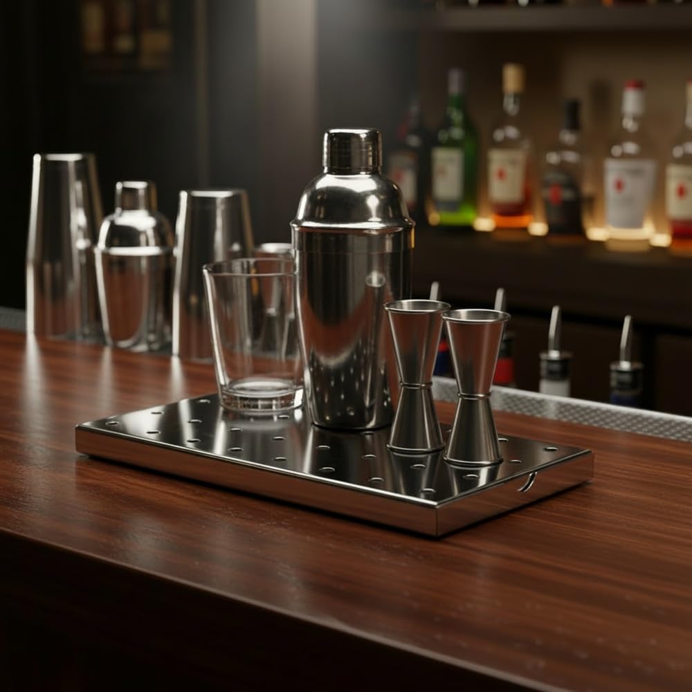 Griglia di preparazione in acciaio inox perforato dimensioni 30 x 15 cm, tappetino da bar in metallo scolapiatti barmat inox rettangolare vassoio di recupero bancone bar e ristorante