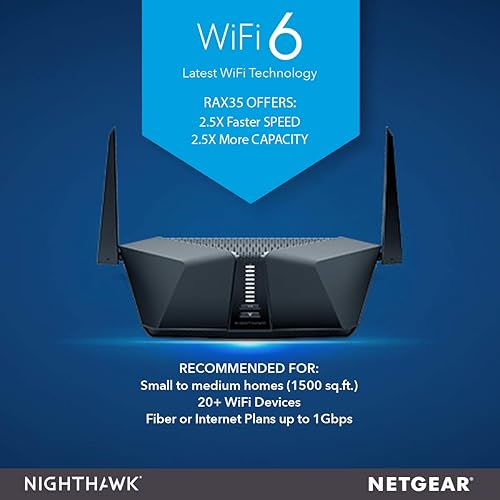 Miniatura 4 de NETGEAR Nighthawk AX3000 Router Wi-Fi 6 de doble banda de 4 corrientes - RAX35-100NAS (renovado)