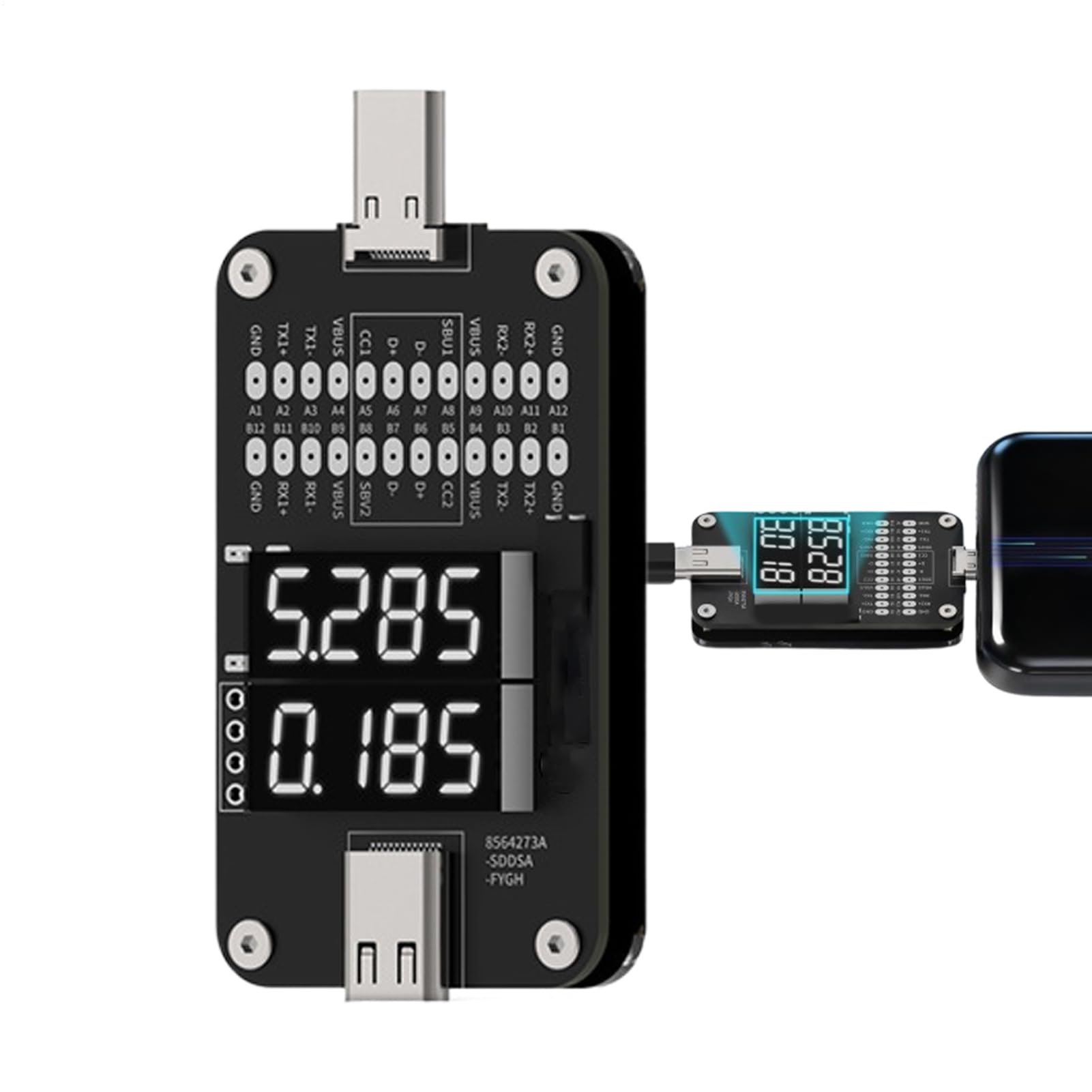 Testeur D'Alimentation Type C,Jauge de Volts,Multimètre Numérique en Temps Réel avec Port Type-C | pour Dépanneurs Prise Câble Tablette Multimètre