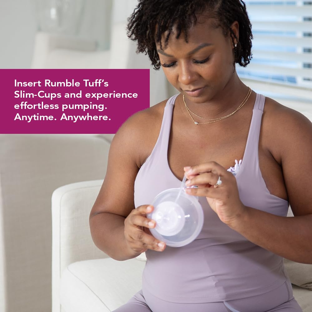 Rumble Tuff - Slim Cups - Vasos de colección manos libres para bebés y madres con kits de inserción, funciona con la mayoría de extractores de leche eléctricos (24 mm) (kit pequeño)