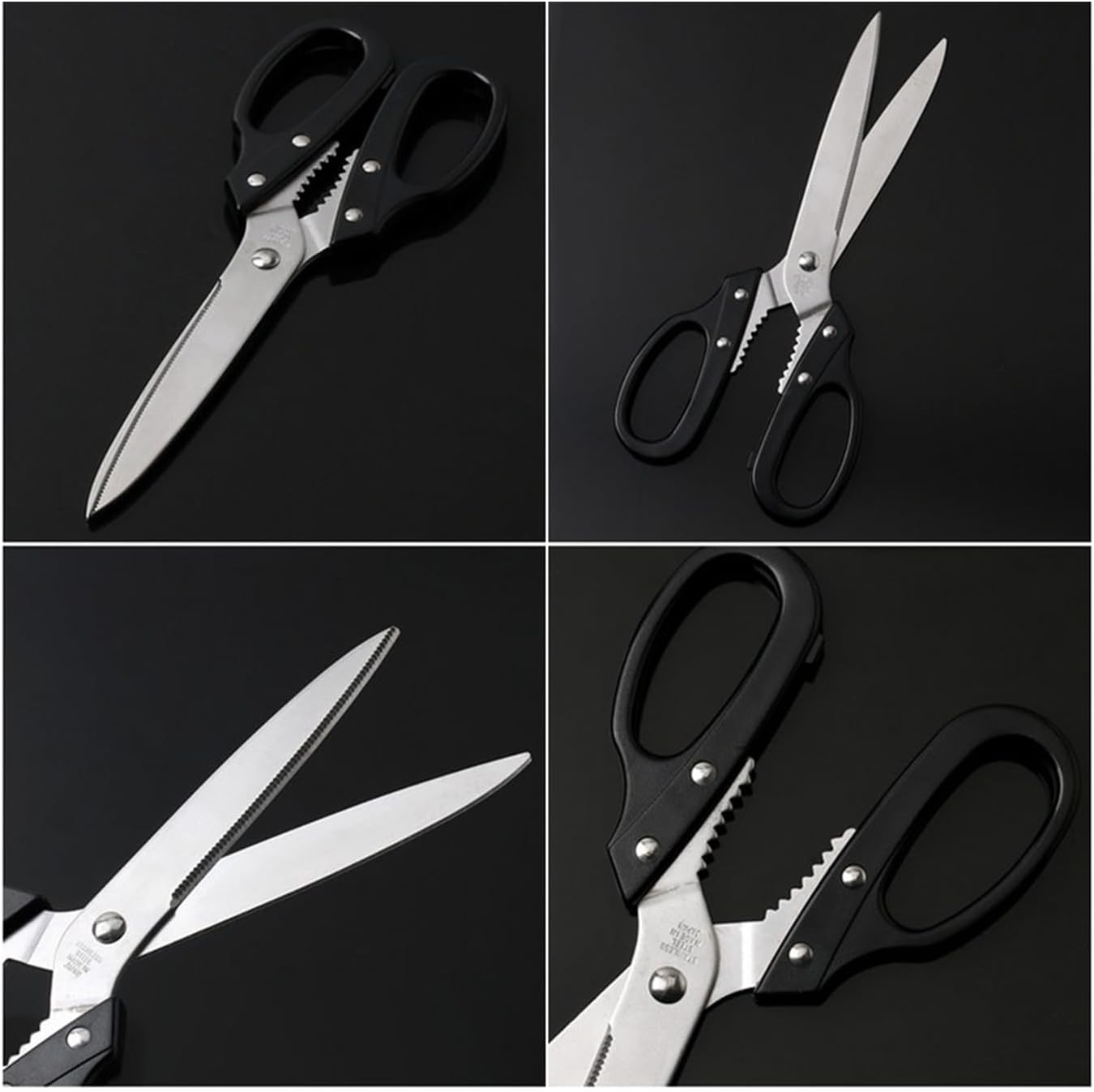 Multipurpose Kitchen Shears Heavy Duty Japan Tanaka Scissors Diamond Cut Stainless Steel 타나카 방산시장 강주은 주방가위 깡스가위(Black)