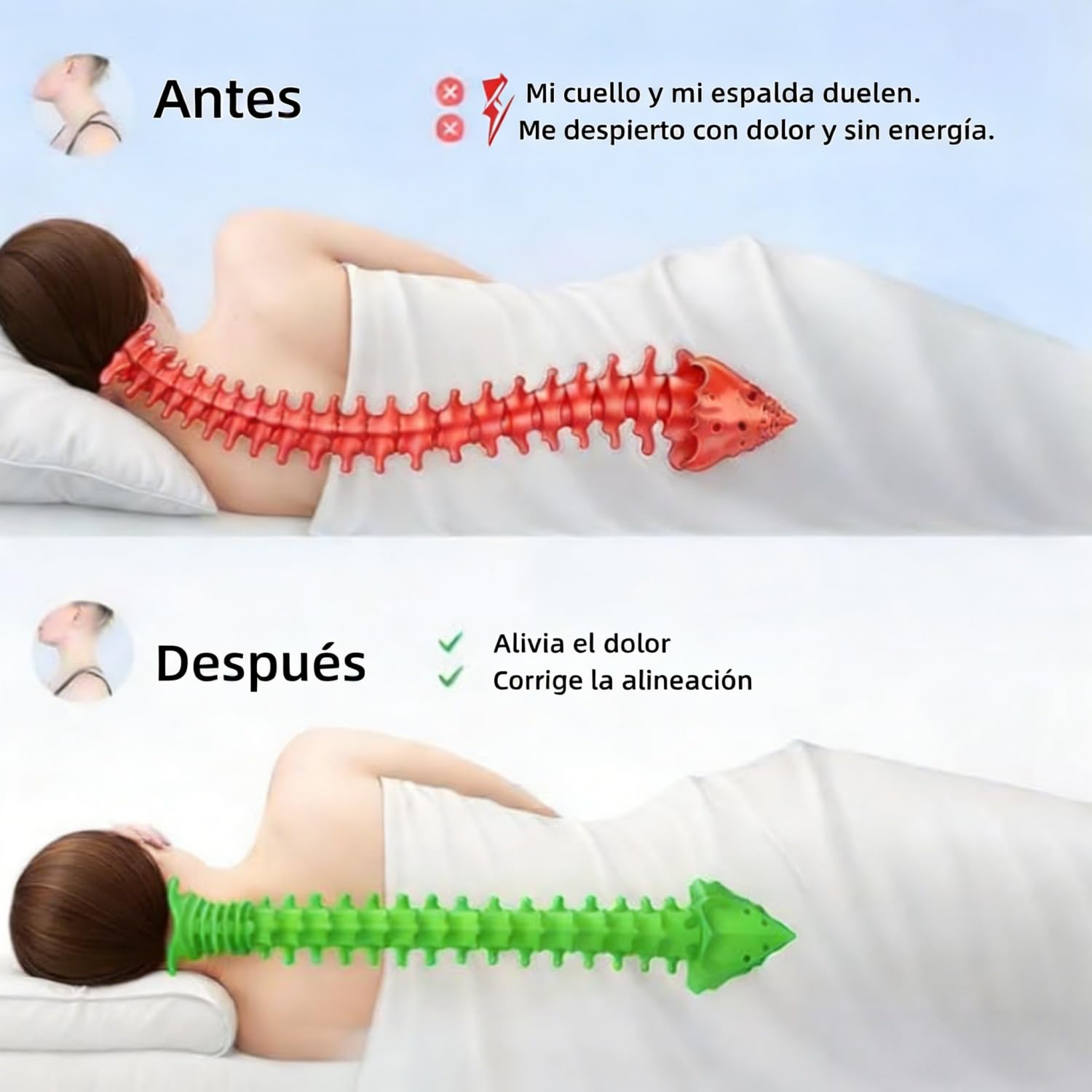OrthoSleep Almohada Cervical Ergonómica – Alivia Dolores de Cuello y Hombros, Viscoelástica con Funda Lavable, Mejora la Calidad del Sueño (Negro)