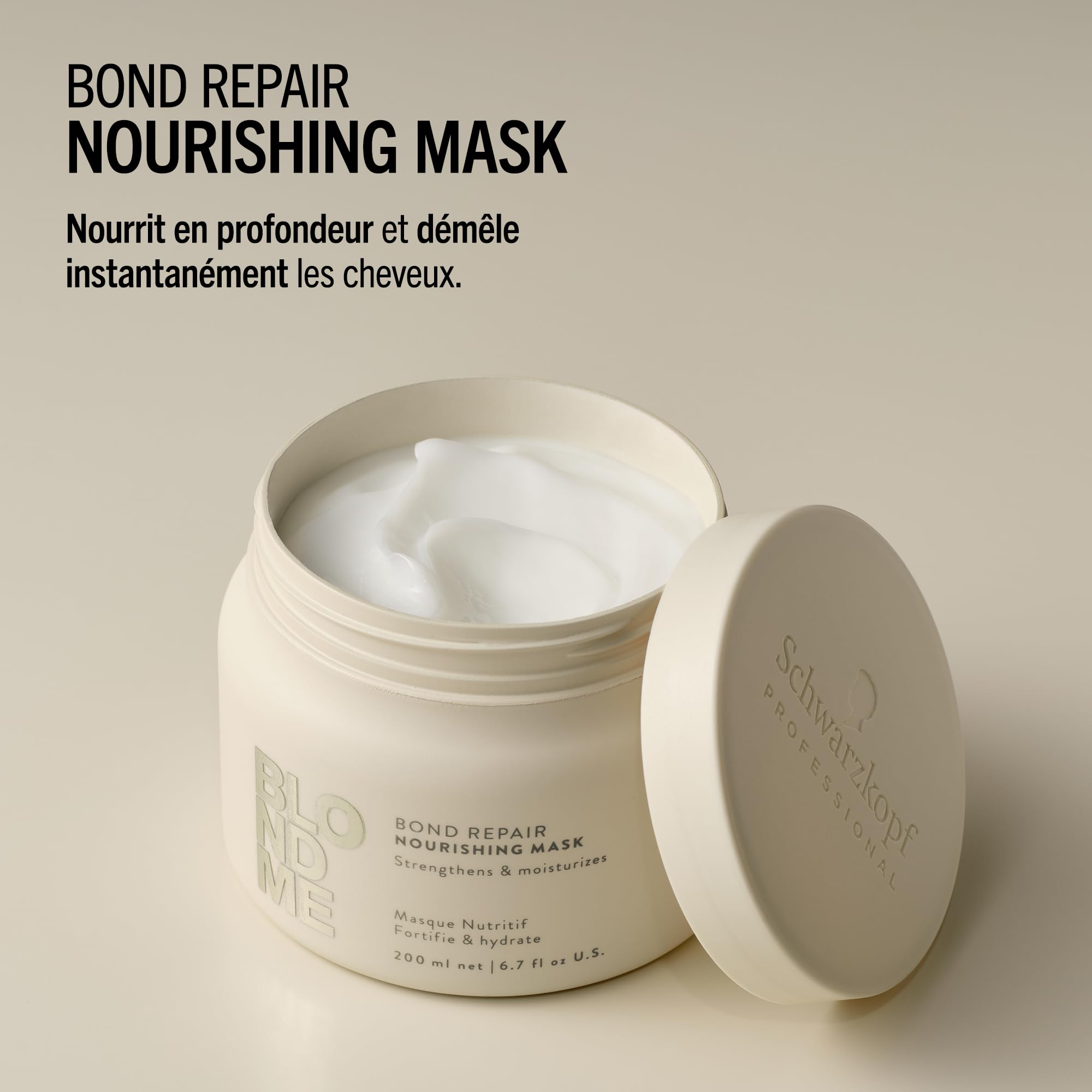 Schwarzkopf Professional BLONDME Bond Repair Nourishing Mask Masque Capillaire Réparateur Profondément Nourrissant Lisser Les Cheveux Poreux Hydratant Et Adoucissant 200 ml
