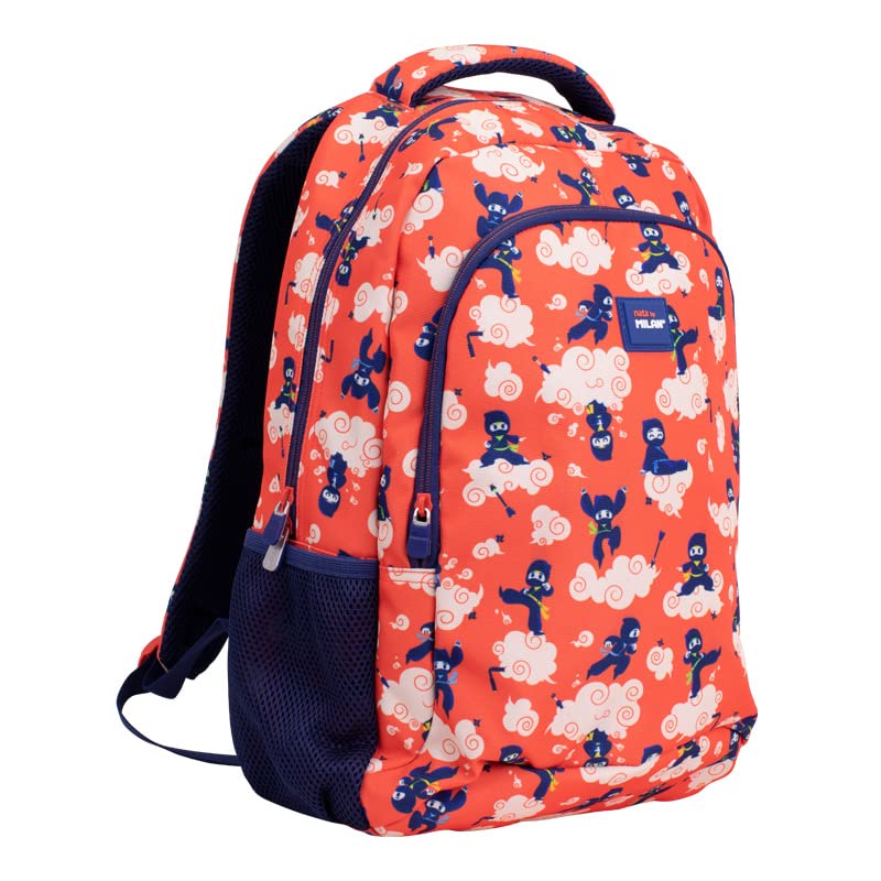 MILAN Mochila escolar 2 cremalleras (21 l) serie especial Ninjutsu, rojo