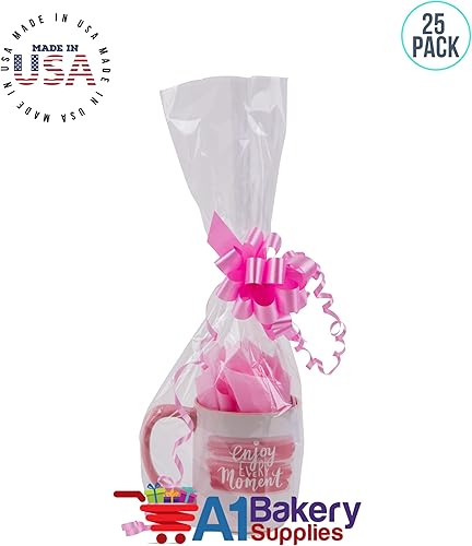 Miniatura 5 de A1BakerySupplies - Paquete de 25 bolsas de celofán transparente de 1.2 mil, tamaño de 9 x 20 pulgadas para canastas, botellas de vino, tazas y