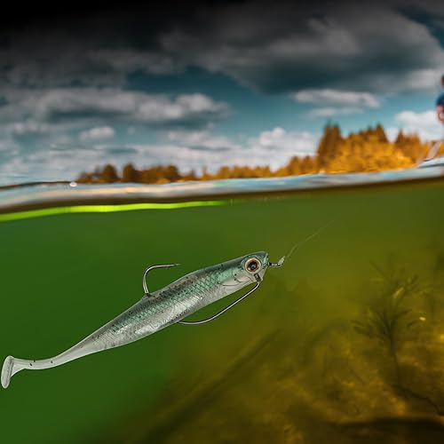 Miniatura 7 de Goture Soft Plastic Baits with Worm Hooks Kit, StraightPaddleFork Tail Swimbaits, Soft Jerk Shad Baits Jerkbait Minnow Baits for Bass Trout, Fishing