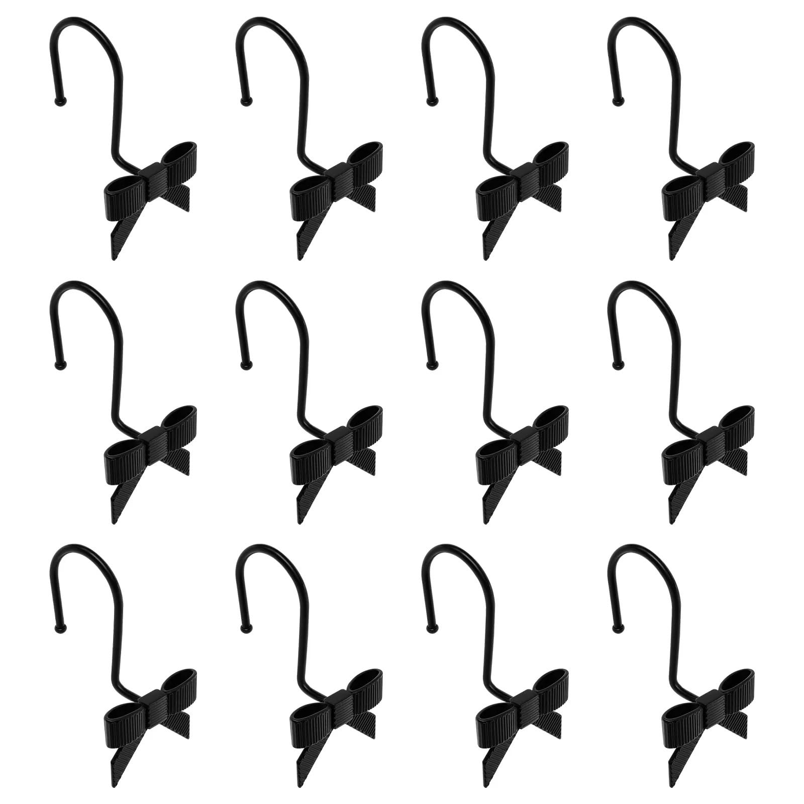 12Pcs Shower Curtain Hooks Rings Bow Knots Hook Pretty Decorative Hanger Home Bathroom Accessaries(12pcs Black)