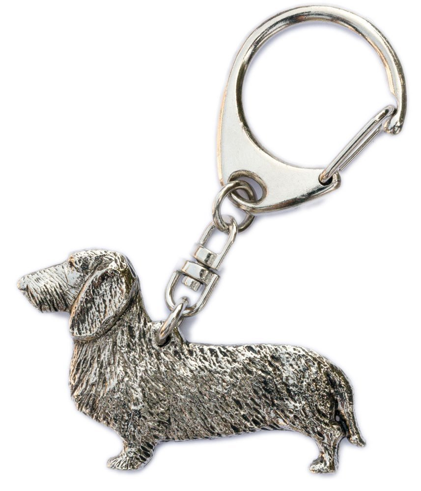 Dachshund Wire Coat Made in U.K Artistic Style Dog Key Ring Collection