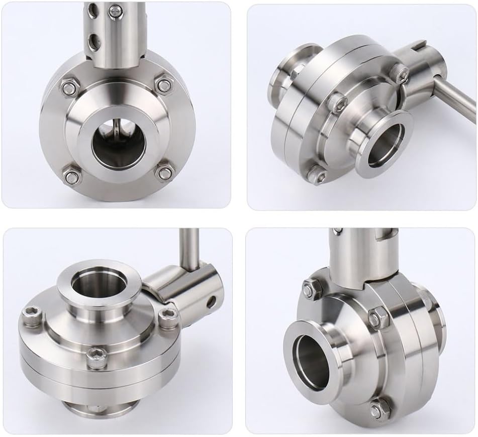 Ball Valve 1PCS SS304 Sanitary Manual Vacuum Butterfly Valve Stainless Steel KF25 KF40 KF50 Clamp Type Quick Clamp Butterfly Valve 1pcs(KF40)