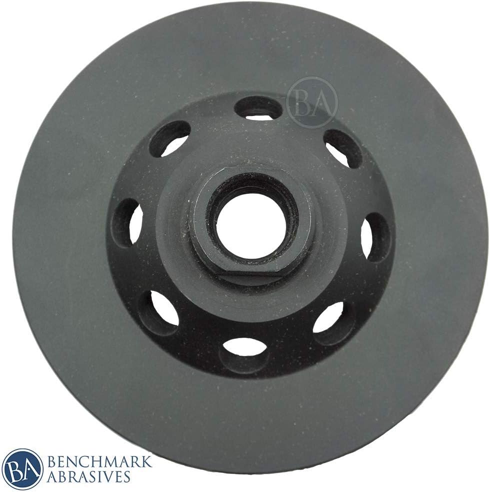 Benchmark Abrasives 4" Double Row Diamond Grinding Cup Wheel for Angle Grinder with 5/8"-11 Arbor Hole Use on Concrete, Granite, Marble, Masonry, Natural Stone