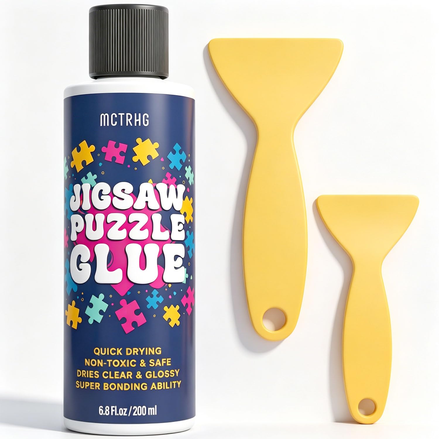 Jigsaw Puzzle Glue Clear with Applicators, Non-Toxic, Quick Dry & Water-Soluble for Adults, Puzzle Frame Kit, 200ML Anime Puzzle Saver, Easily Preserves Finished Puzzles for 3000/4500/5000 Pieces