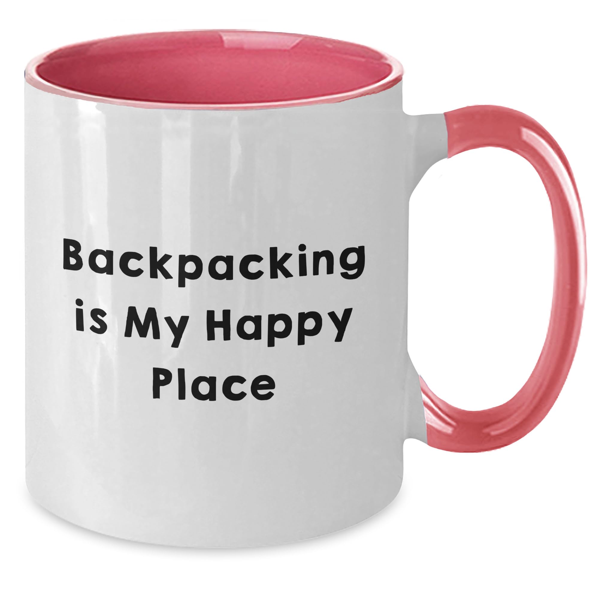 Backpacking Gifts for Outdoor Enthusiasts - Cute Backpacking Is My Happy Place Two Tone Coffee Mug - 11oz Ceramic, Microwave and Dishwasher Safe, Perfect for Hiking and Camping Graduation Gifts