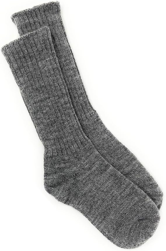 WARRIOR ALPACA SOCKS - Superfine Alpaca Wool Socks For Boy's And Girl's - Cuff-able Crew - Solid – Ribbed (Large, Grey) - Image 4