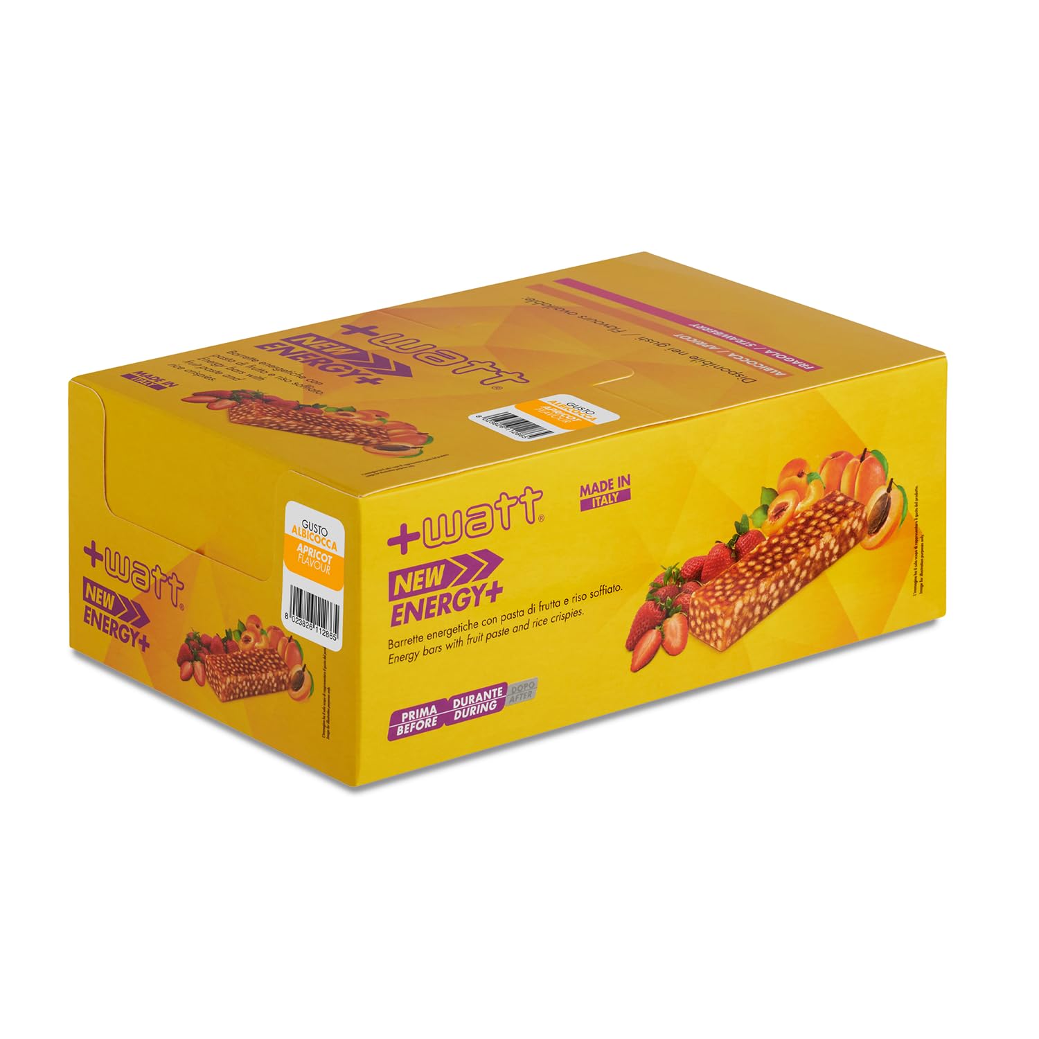 NEW ENERGY+ – Barretta energetica alla frutta con riso soffiato (Albicocca) – Box 24 pezzi