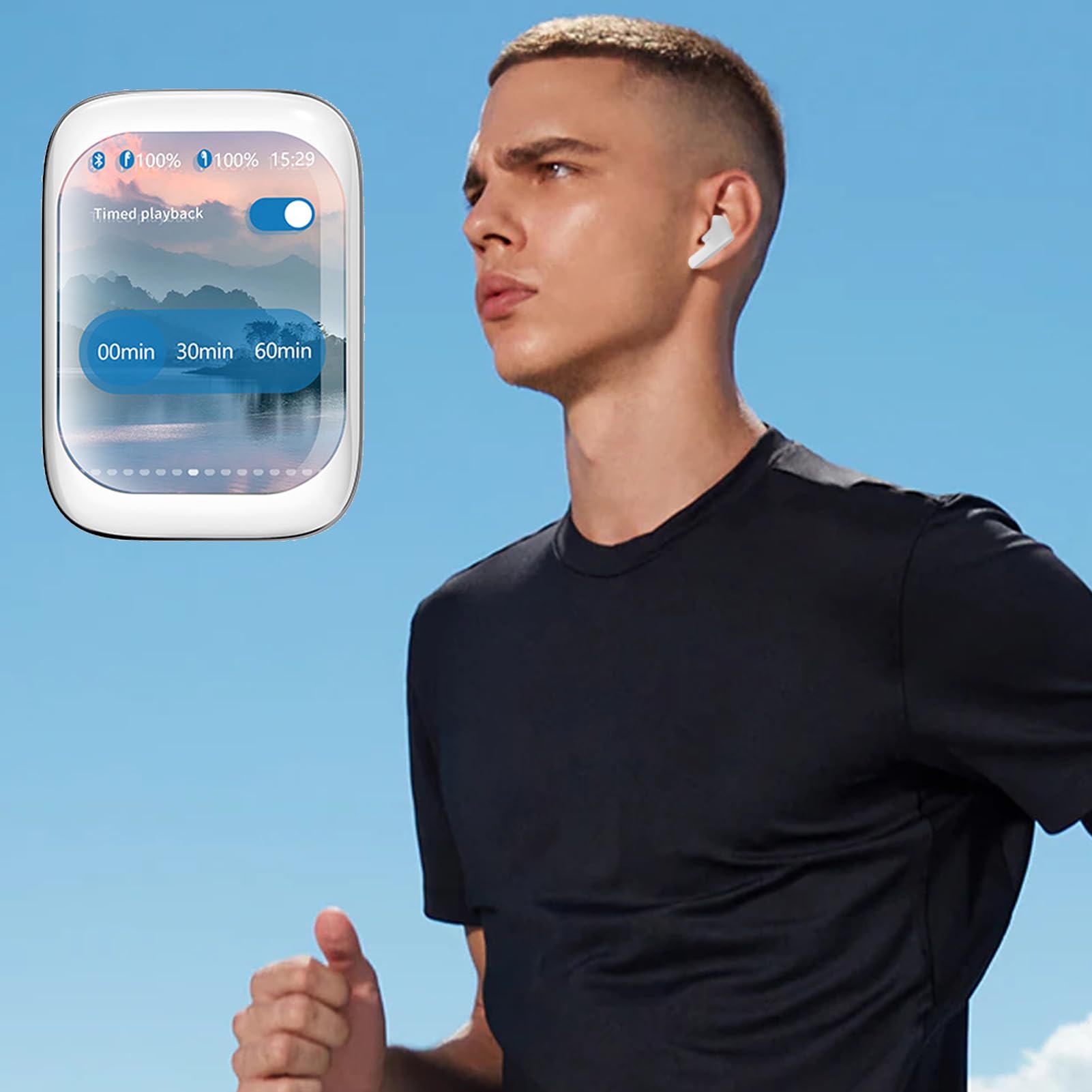 Auriculares con pantalla – Auriculares inalámbricos con cancelación activa de ruido | Auriculares con pantalla táctil | 2.36 x 1.69 x 1.14 pulgadas | Auriculares intraurales con pantalla táctil a todo