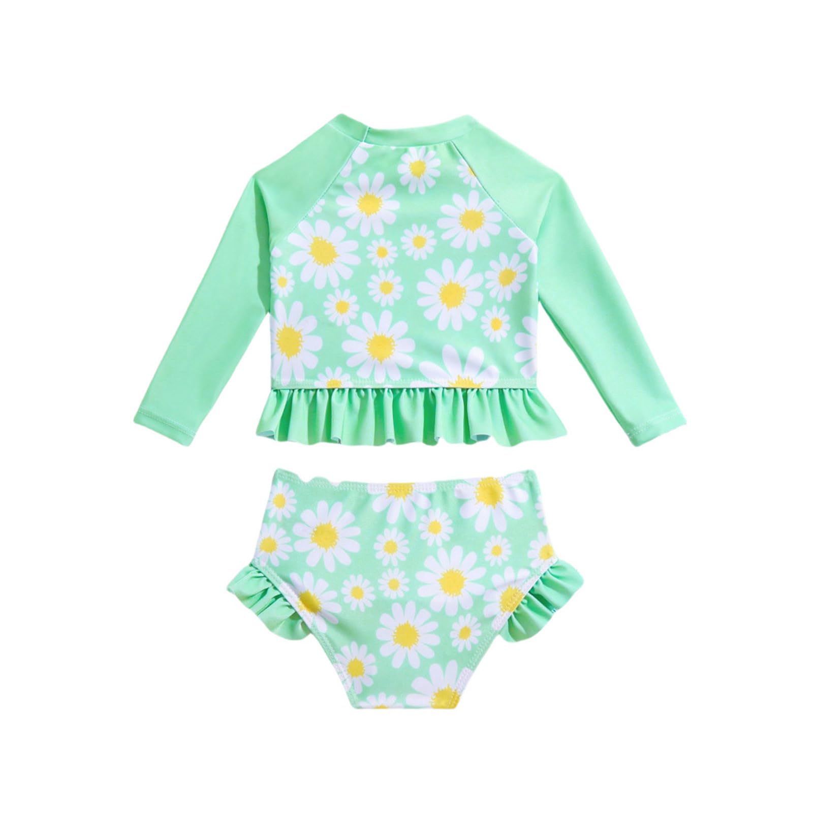 Swimwear Kids Girl - Traje de baño para niña de manga larga con pantalones triangulares, traje de baño de dos piezas