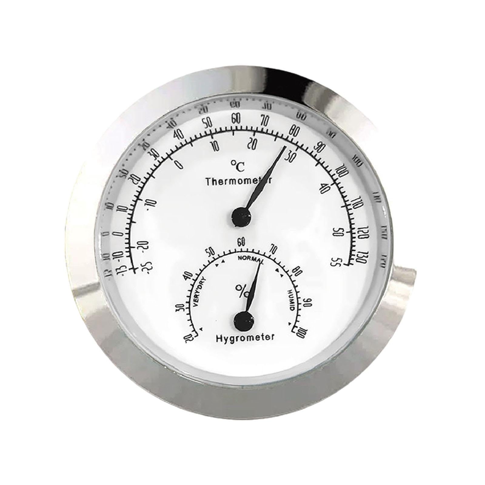 1.69inch Hygrometer Thermometer Round Dial Thermometer for Patio Indoor Home Silver-image-35