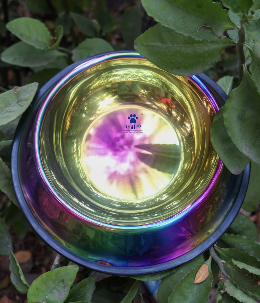 A+a Pets Premium Stainless Steel Rainbow Colour Food and Water Feeding Bowl for Dogs & Cats, Non Slip (Rainbow, Large, 900ml) (B08KHJHNYJ) Amazon Price History, Amazon Price Tracker