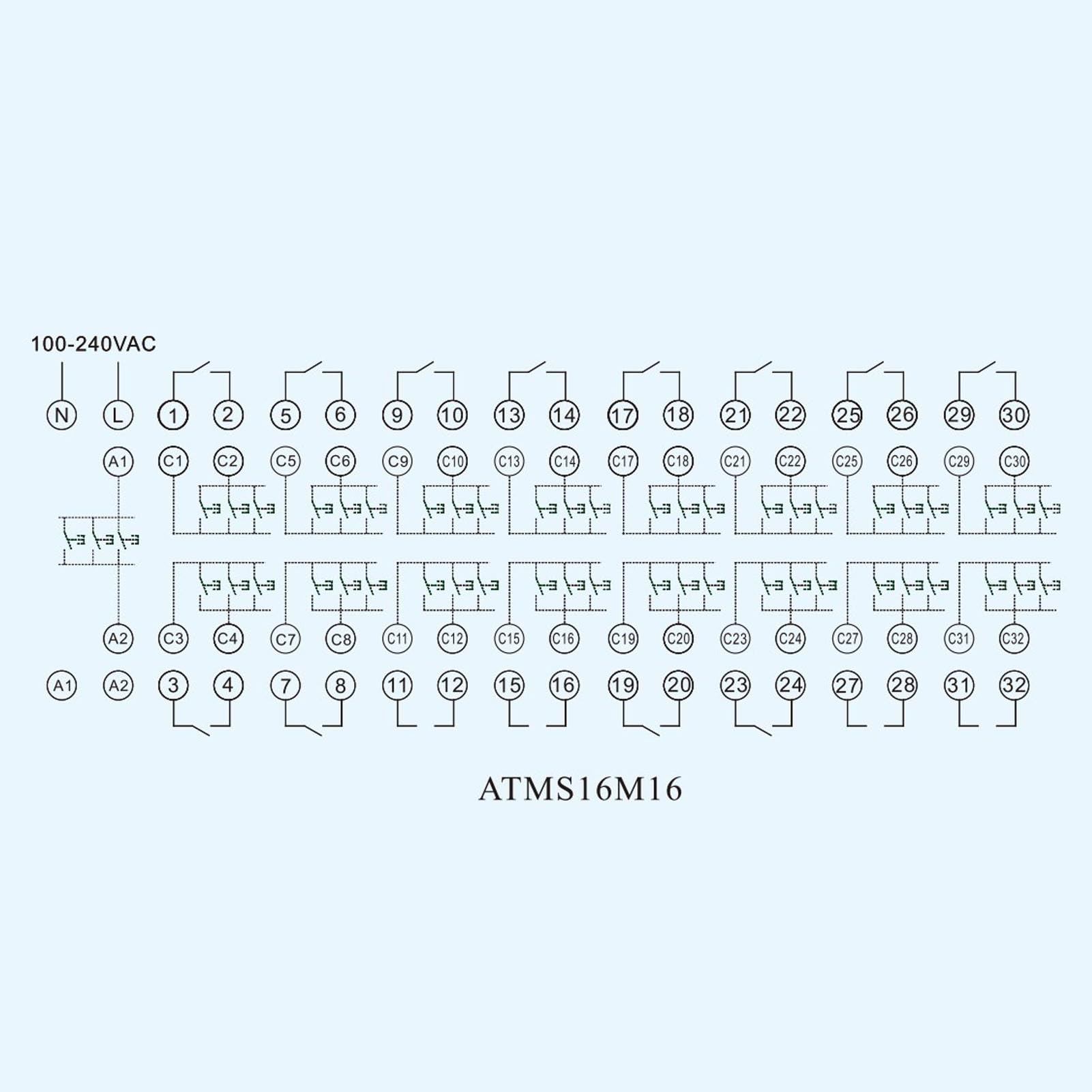Disyuntor inteligente, temporizador WiFi inteligente con 16 canales aislados e interruptor externo, soporte para aplicación remota Tuya y control por voz