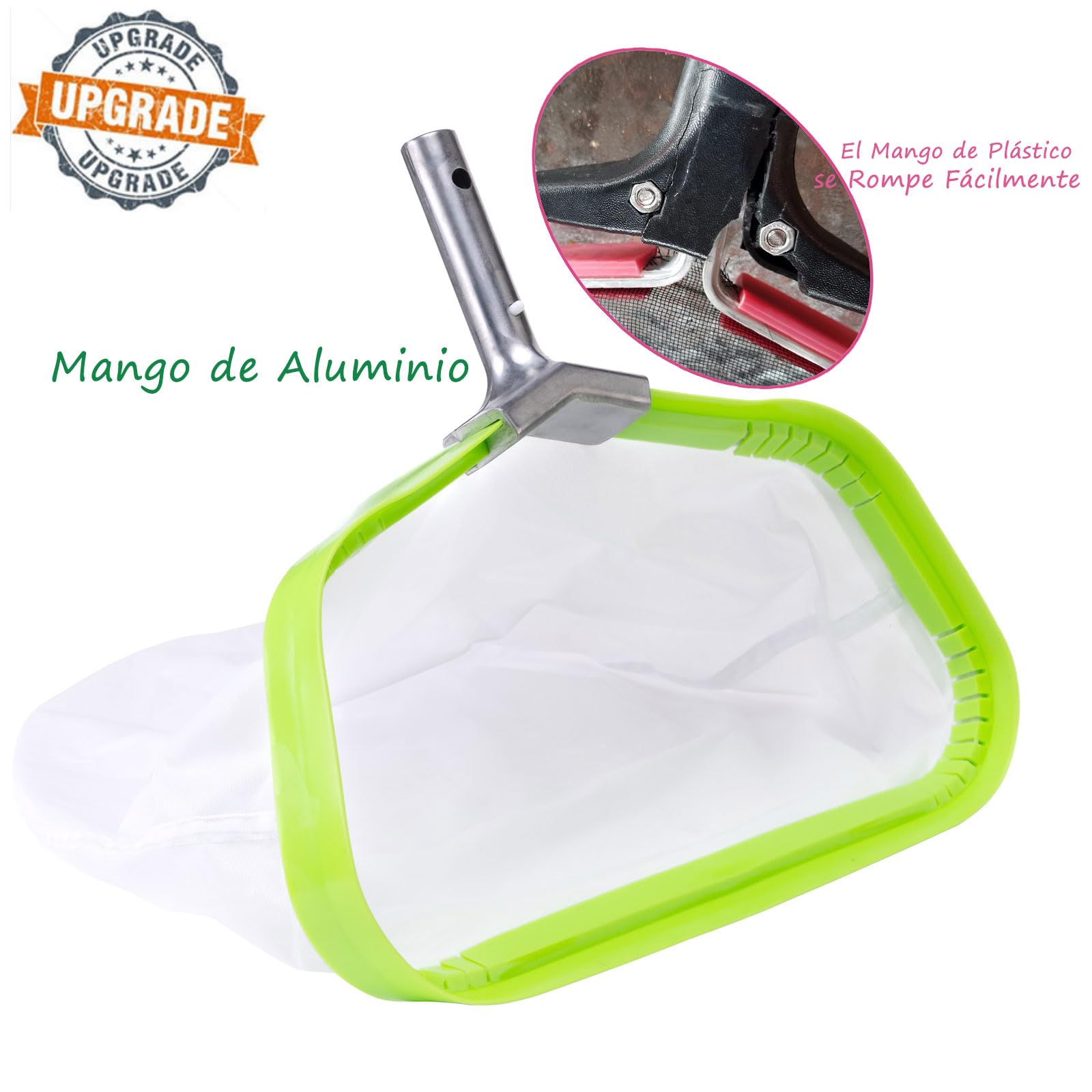 Ultra Fina Red de Piscina para Limpiar Polen Pequeños Mosquitos, RecogeHojas para Piscina con Marco Reforzado de Aluminio, Pool Rake Skimmer Net