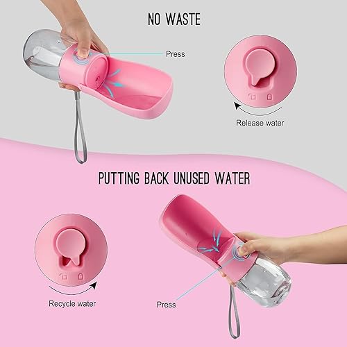 Miniatura 6 de Holalele - Botella de agua portátil para perros y mascotas, dispensador plegable para caminar, senderismo, accesorios para cachorros, con filtro de
