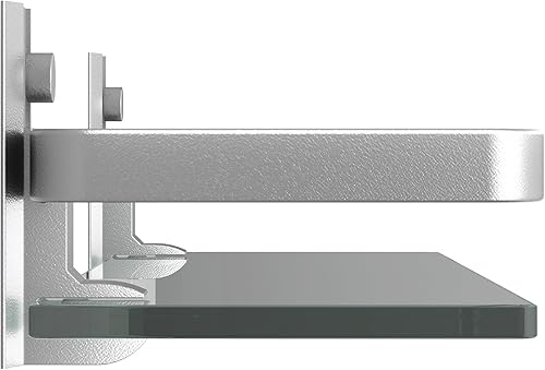 Miniatura 5 de Danpoo Estante de pared de baño, estante de baño de vidrio templado (plata mate)