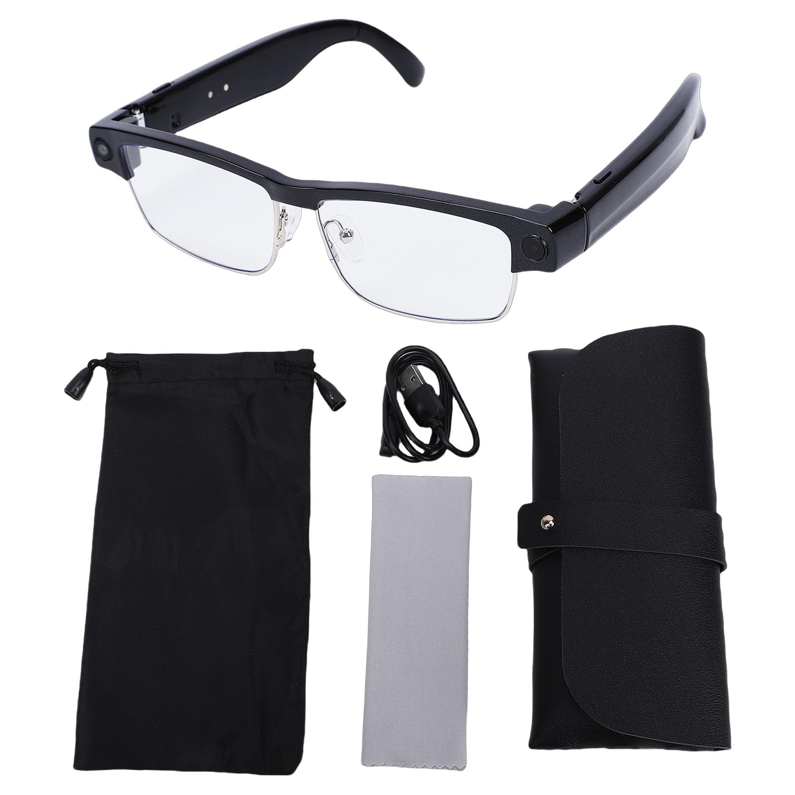 Asixxsix Inteligentne okulary AI, okulary tłumaczące 1200P z aparatem 32 MP, podwójnym mikrofonem z redukcją szumów, inteligentne chroniące przed niebieskim światłem