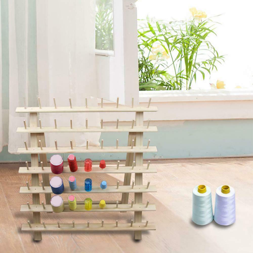 Faltbares Garnregal Aus Holz - Organizer Für 60 Spulen Nähgarn
