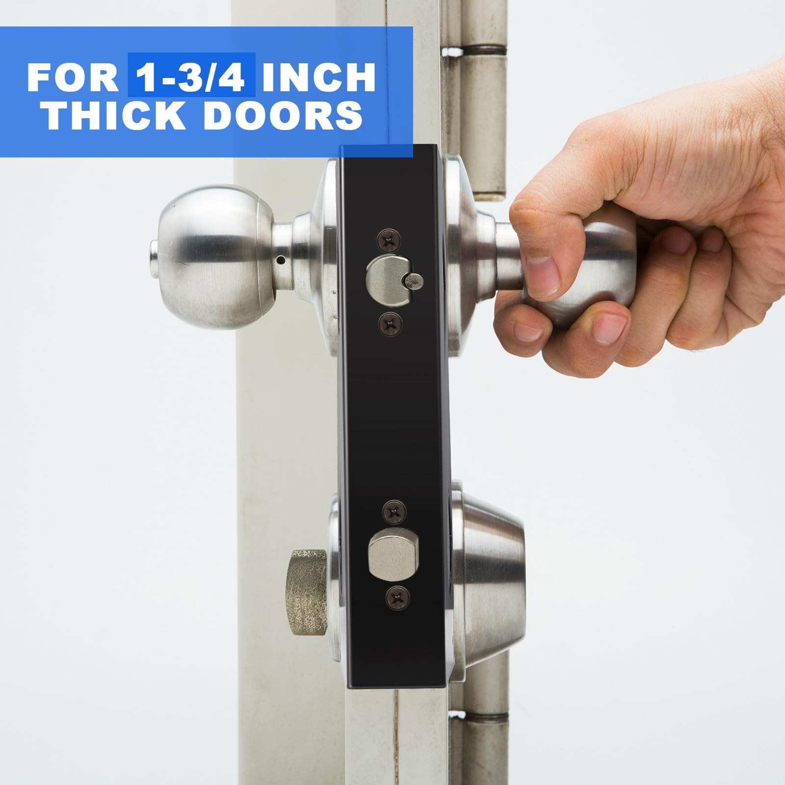 Lot de 2 serrures en acier inoxydable et renforcement de porte pour renforcer et réparer les portes - Noir - 14 cm, 7 x 4 cm - Pour entrée d'entrée, chambre à coucher, porte de maison