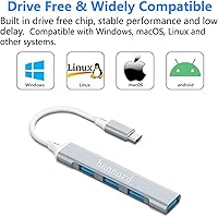 Vista 4 de Concentrador USB C, mini divisor USB de aluminio de 4 puertos, USB tipo C a USB A 3.0 y adaptador USB A 2.0 para MacBook Pro/Air, teléfono, laptop