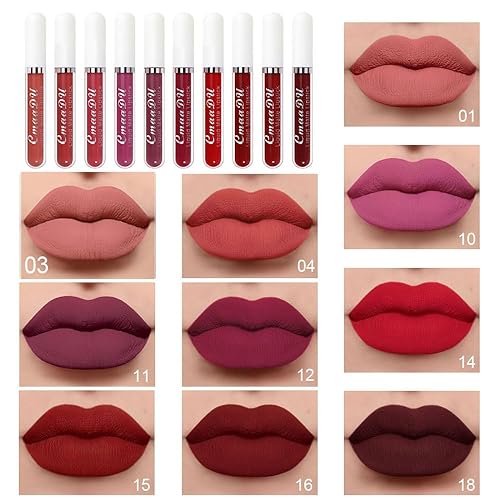 Vista 171 de evpct Juego de 6 lápices labiales líquidos mate para mujer, color ciruela oscuro, vino, rosa, malva, rojo, nude, rosa, labiales, mate, 24 horas, 1