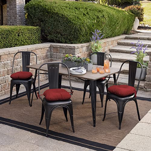 Image of Arden Outdoor Tufted Bistro Seat Cushion, Set of 4, 14.5 in x 15 in, Rain-Proof, Fade Resistant Ruby Red Leala